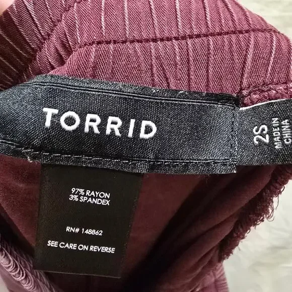 Torrid maroon acid wash cargo lounge pants elastic waistband drawstring size 2S - Picture 11 of 12